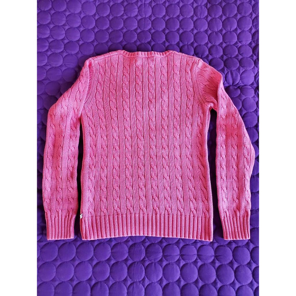 Tommy Hilfiger Coral Long Sleeve V Neck Pullover Sweater Cable Knit SP - Picture 2 of 7